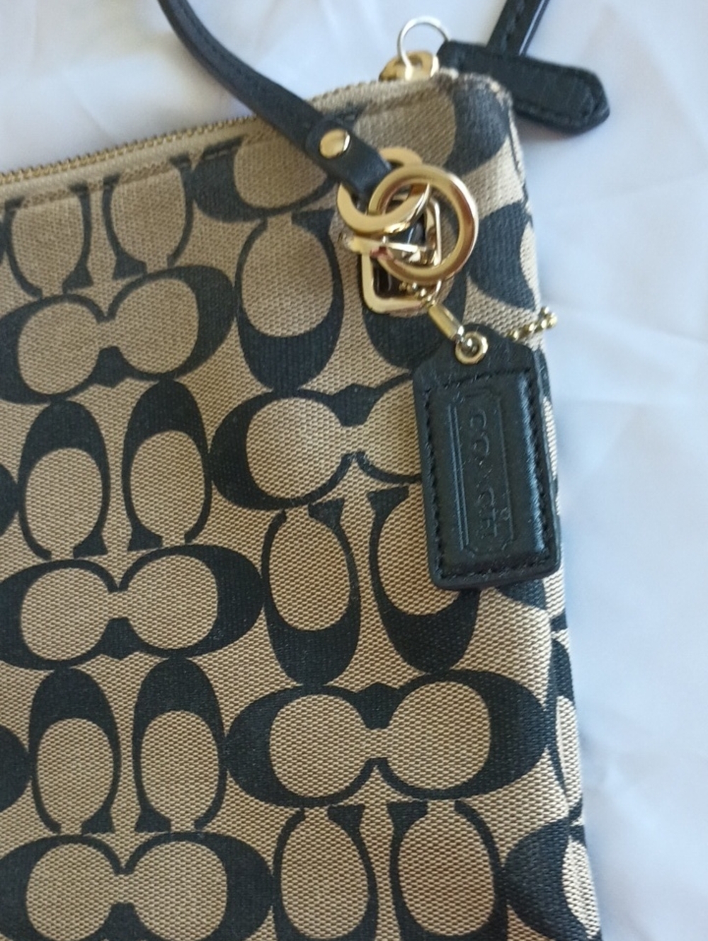 Coach #51086 Madison Khaki Black Signature Canvas Slim Crossbody File Bag - Picture 13 of 14